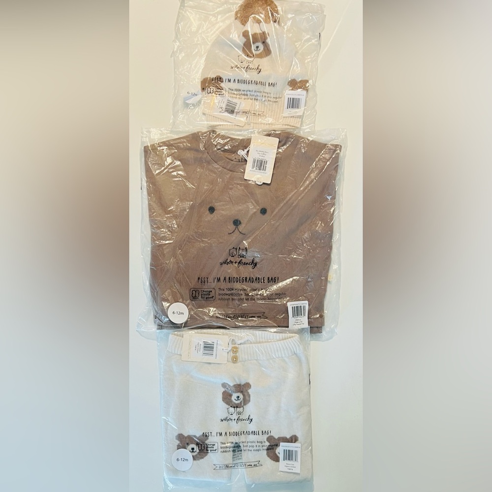Wilson + Frenchy beary cute organic knitted set - 6/12 months